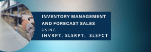 Inventory management and sales forecast using INVRPT, SLSRPT, and SLSFCT